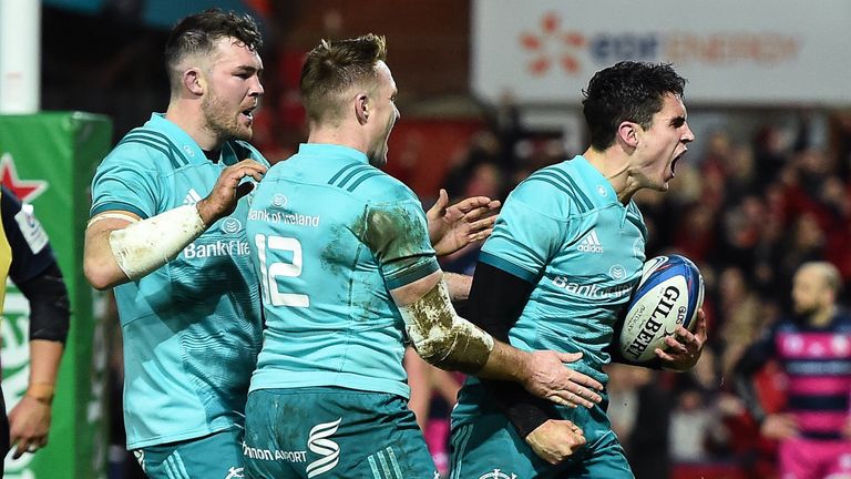 Joey Carbery (right) pulled the strings in an impressive Munster Champions Cup victory at Gloucester